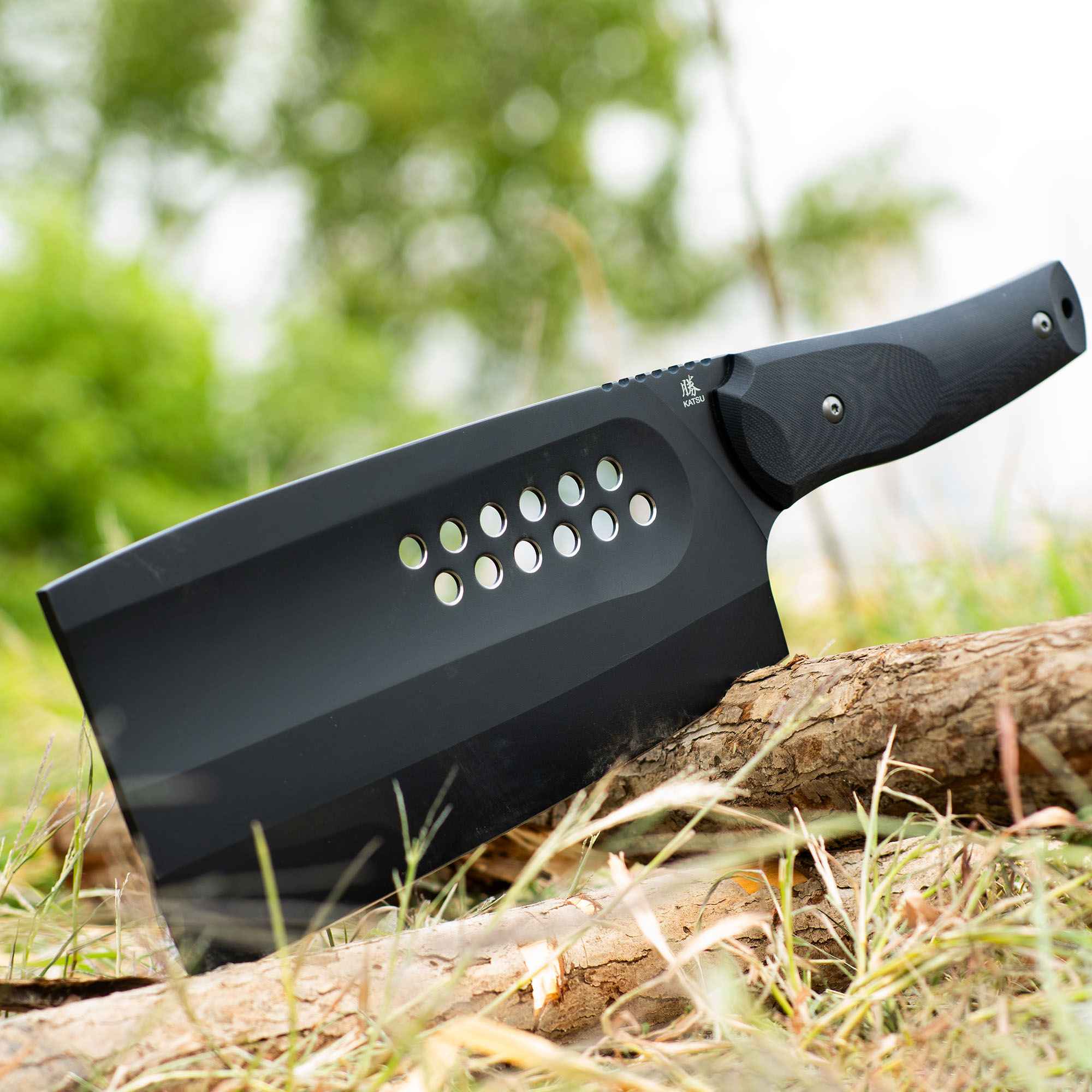 KATSU FB X1 Heavy Duty Chopper Knife - AUS 10 High Carbon Steel Blade with Kydex Sheath - Sakura Blade Nemoto Design - Perfect for Camping, Hunting & Outdoor Survival