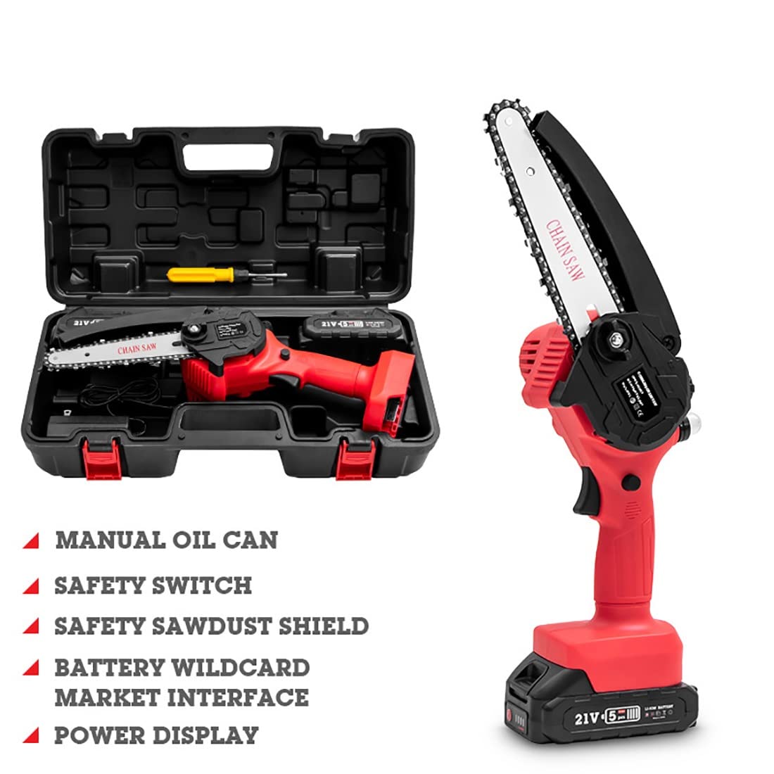 6 Inch Cordless Mini Chainsaw with Battery & Charger - Portable Electric Chain Saw for Gardening, Wood Cutting, Tree Pruning & Outdoor Camping - Lightweight & Powerful Handheld Chainsaw for DIY Projects & Yard Work