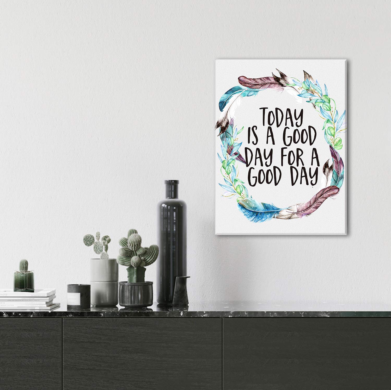 Inspirational 'Today is A Good Day' Quote Canvas Wall Art - Motivational Decor for Office, Studio, School Dorm, Living Room & Bedroom - Perfect for Home & Workspace Decor (White)
