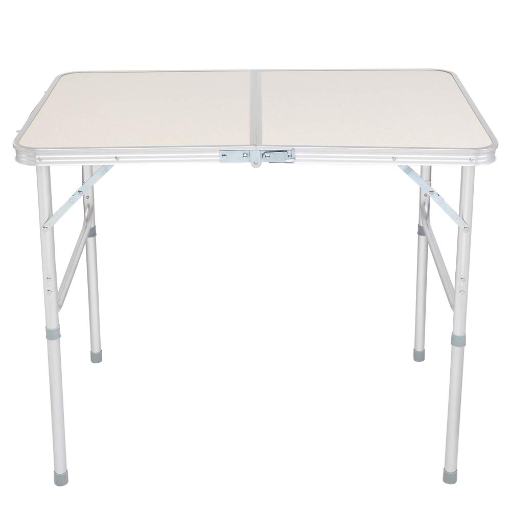 **Henf 3 FT Aluminum Folding Table - Portable & Lightweight Camping Table with Carry Handle, Adjustable Height for Outdoor, Indoor, Picnic, Party & Dining (White) - Perfect for Camping, BBQs, Tailgating & Home Use**