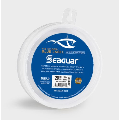 Seaguar 100 Yards Clear Blue Label Fluorocarbon Fishing Leader Line - Strong Invisible Leader for Saltwater & Freshwater Fishing, Trolling, and Casting