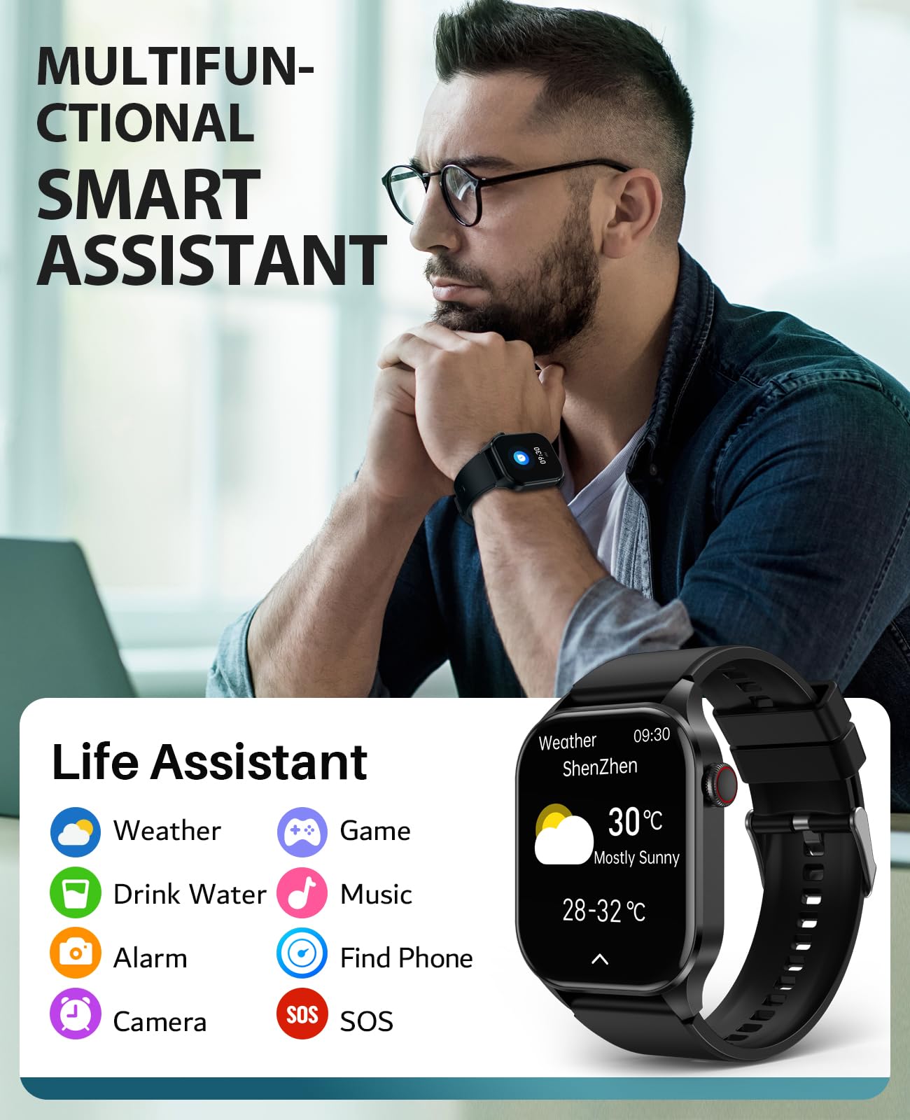 Smart Watch with Blood Oxygen Monitor, 2.04