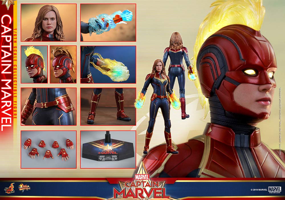 Hot Toys 1:6 Scale Captain Marvel Collectible Action Figure - Perfect for Marvel Fans, Cosplay & Display Collections