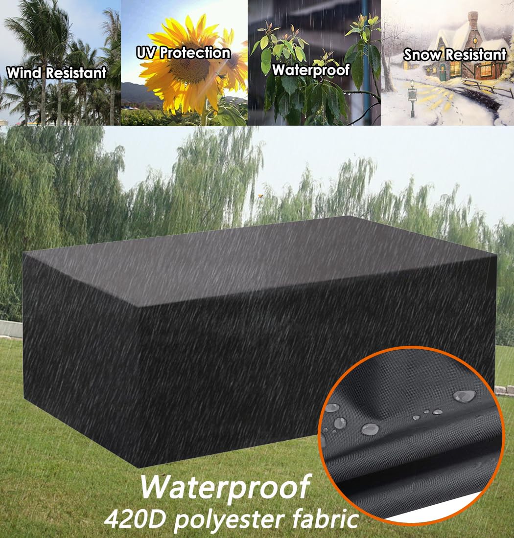 Waterproof Outdoor Patio Furniture Covers for Sectional Sofa Sets, Wicker Rattan Table & Chair Protectors - 90