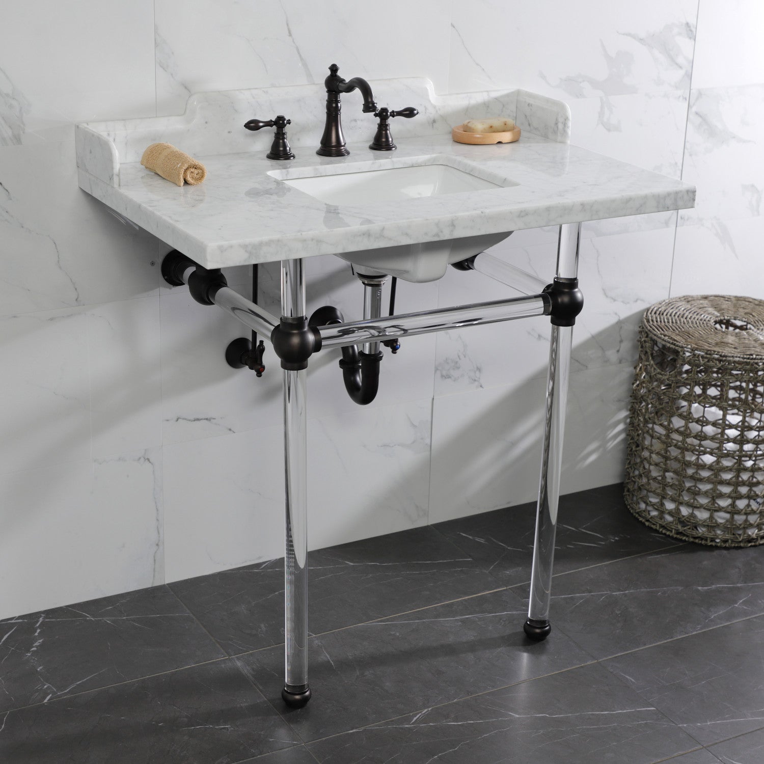 American Classic FSC1975ACL Oil Rubbed Bronze Widespread Bathroom Faucet - 3 Hole Deck Mount with 2 Handles & Pop Up Drain - Perfect for Bathroom Vanity and Powder Room Remodeling