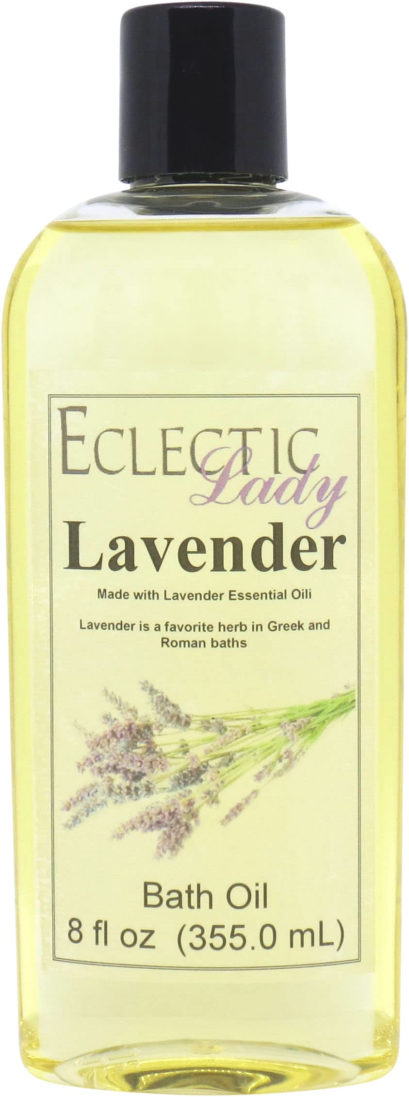Eclectic Lady Lavender Scented Bath Oil - Relaxing & Moisturizing Body Oil for Dry, Rough & Sensitive Skin - Daily Nourishing Shower Oil (8 oz) - Perfect for Stress Relief & Spa-Like Bath Experience at Home