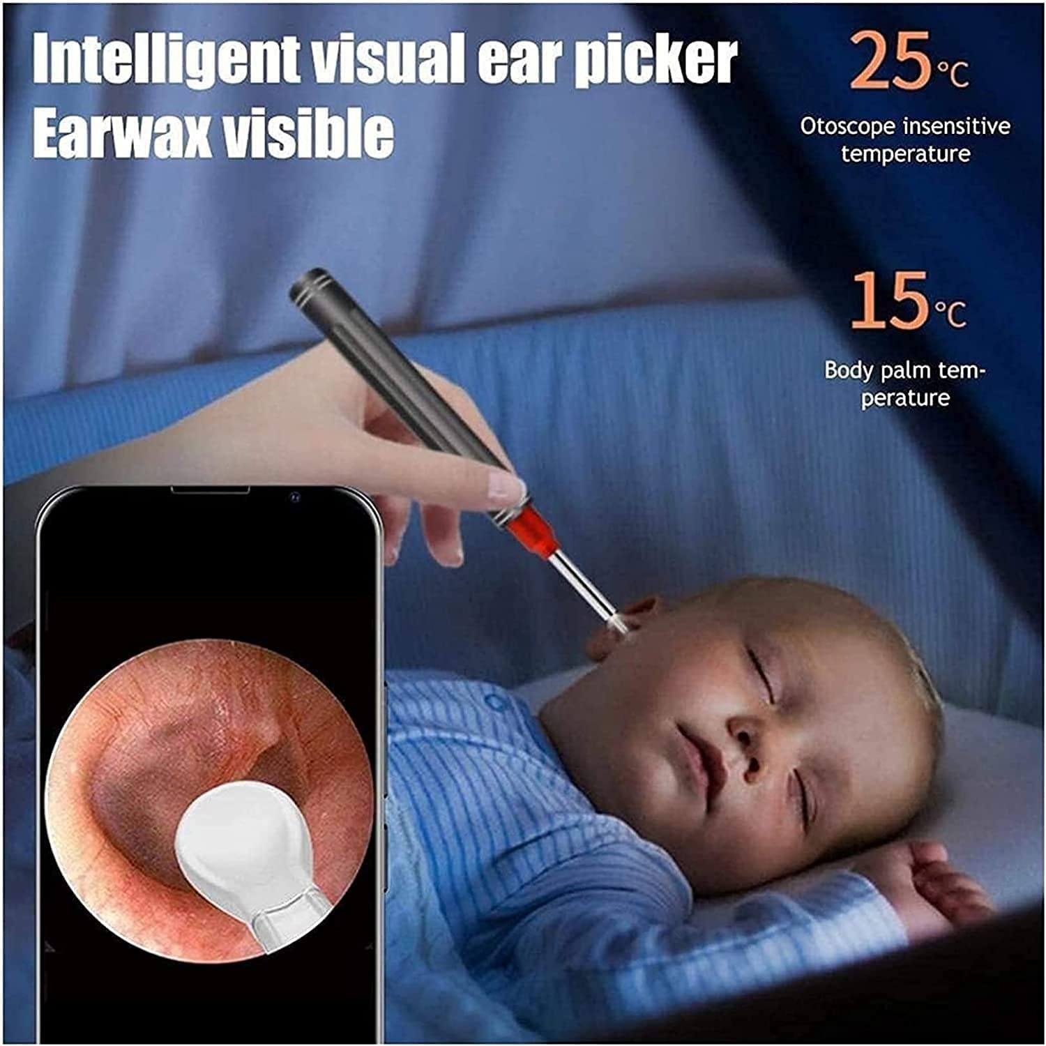 Ear Wax Removal Camera - IP67 Waterproof Earwax Cleaner Tool with Visual Inspection for Kids & Adults | Safe Ear Cleaning Kit for Home Use & Travel