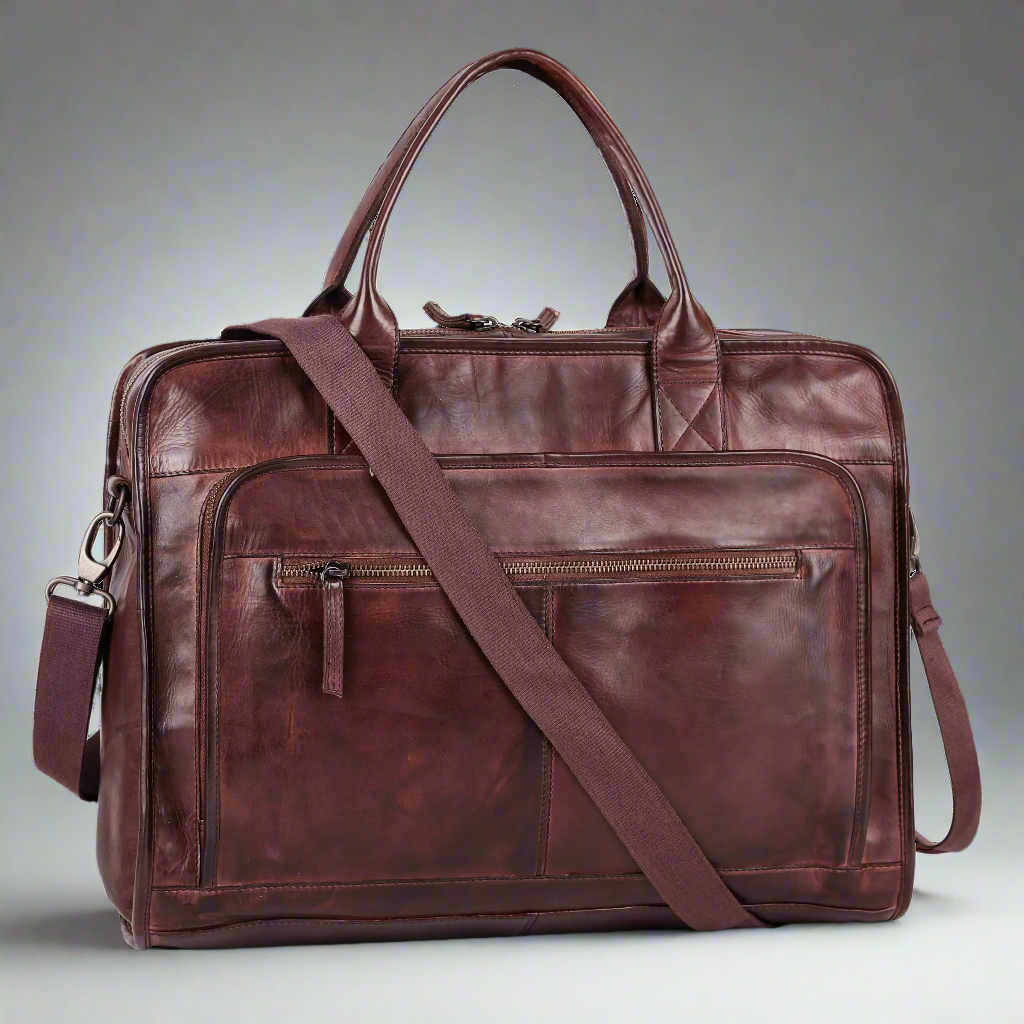 BOL Open Road Two Handle Messenger Laptop Leather Bag - Stylish & Durable Business Briefcase for Work, Travel & College - Perfect for Professionals & Students