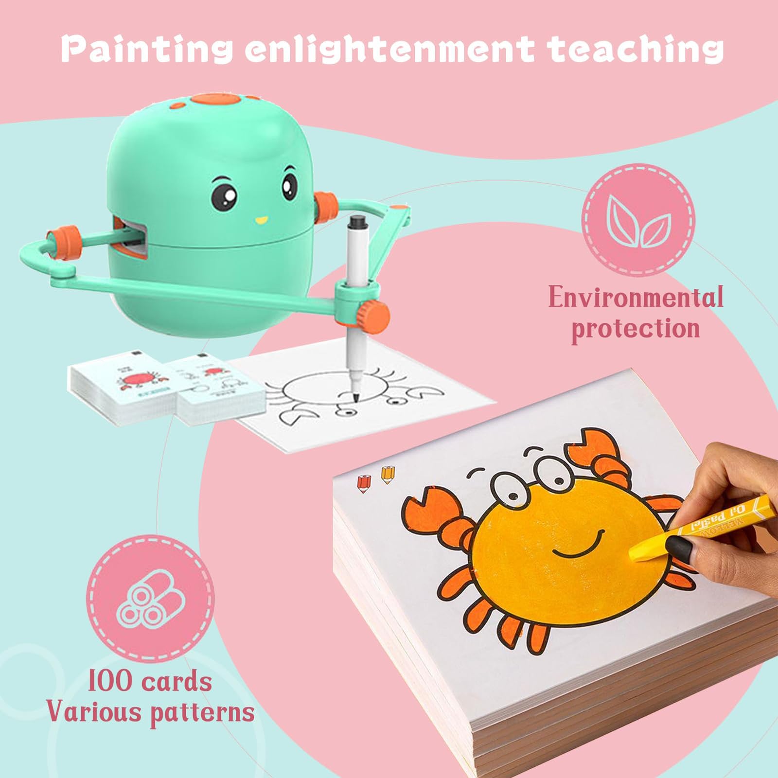 Smart Drawing Robot for Kids - Voice Interactive Educational Learning Toy with Markers & 100 Drawing Cards | STEM Art Machine for Creativity & Hand-Eye Coordination | Perfect Gift for Boys & Girls Ages 3-8 | Home, Classroom & Party Activity Toy