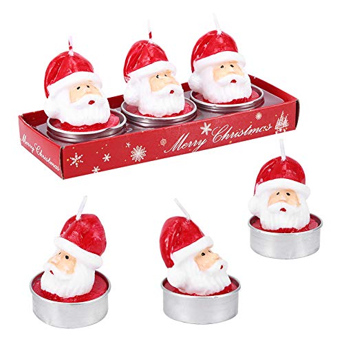 Santa Claus Head Shaped Tealight Candles - 2 Pack Christmas Decorative Jar Candles for Holiday Table Decor, Party Centerpiece & Festive Home Ambiance