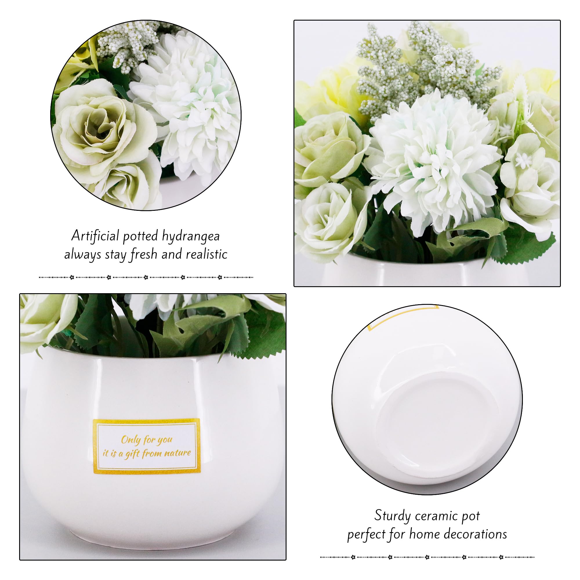 Segreto Artificial Flowers in Vase - Faux Rose Potted Plants for Home, Office & Wedding Decor - Perfect for Bathroom, Dining Table & Indoor Decorations