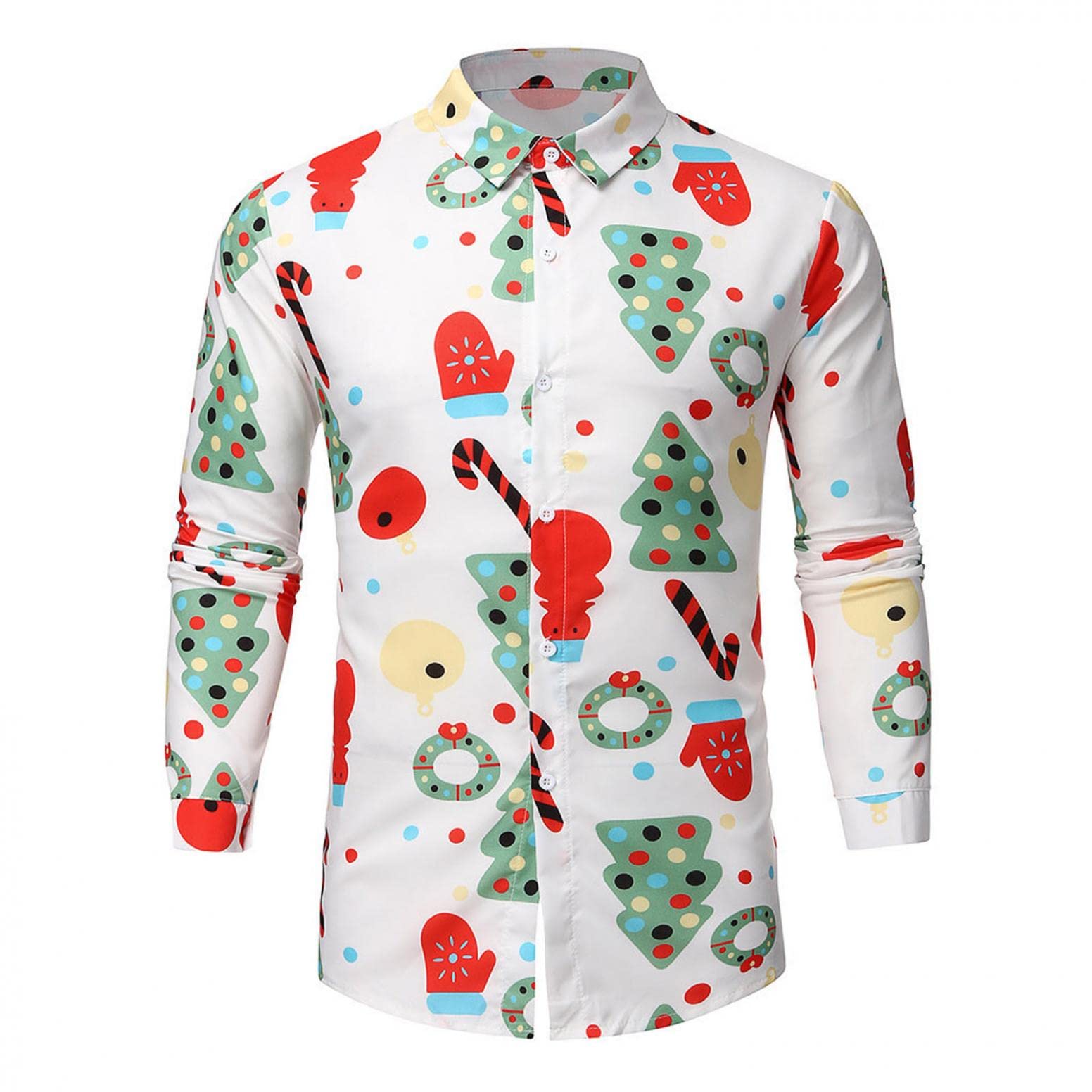 Funny Christmas Graphic Button Down Shirts for Men - Slim Fit Casual Long Sleeve Holiday Party Dress Tops - Perfect for Xmas Gatherings, Office Parties & Festive Celebrations