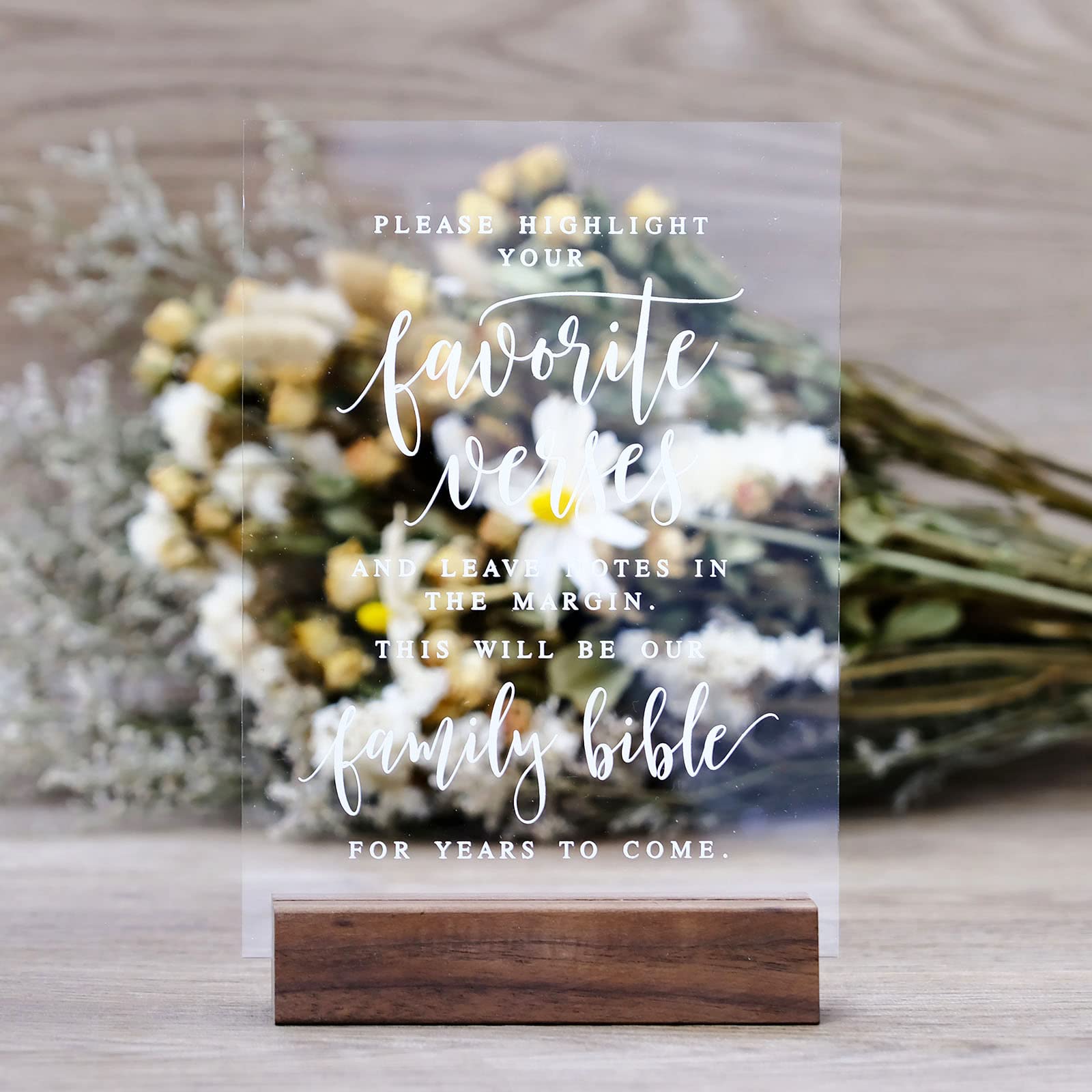 5x7 Acrylic Wedding Guestbook Sign with Wood Stand - Bible Sign for Reception & Party Decor