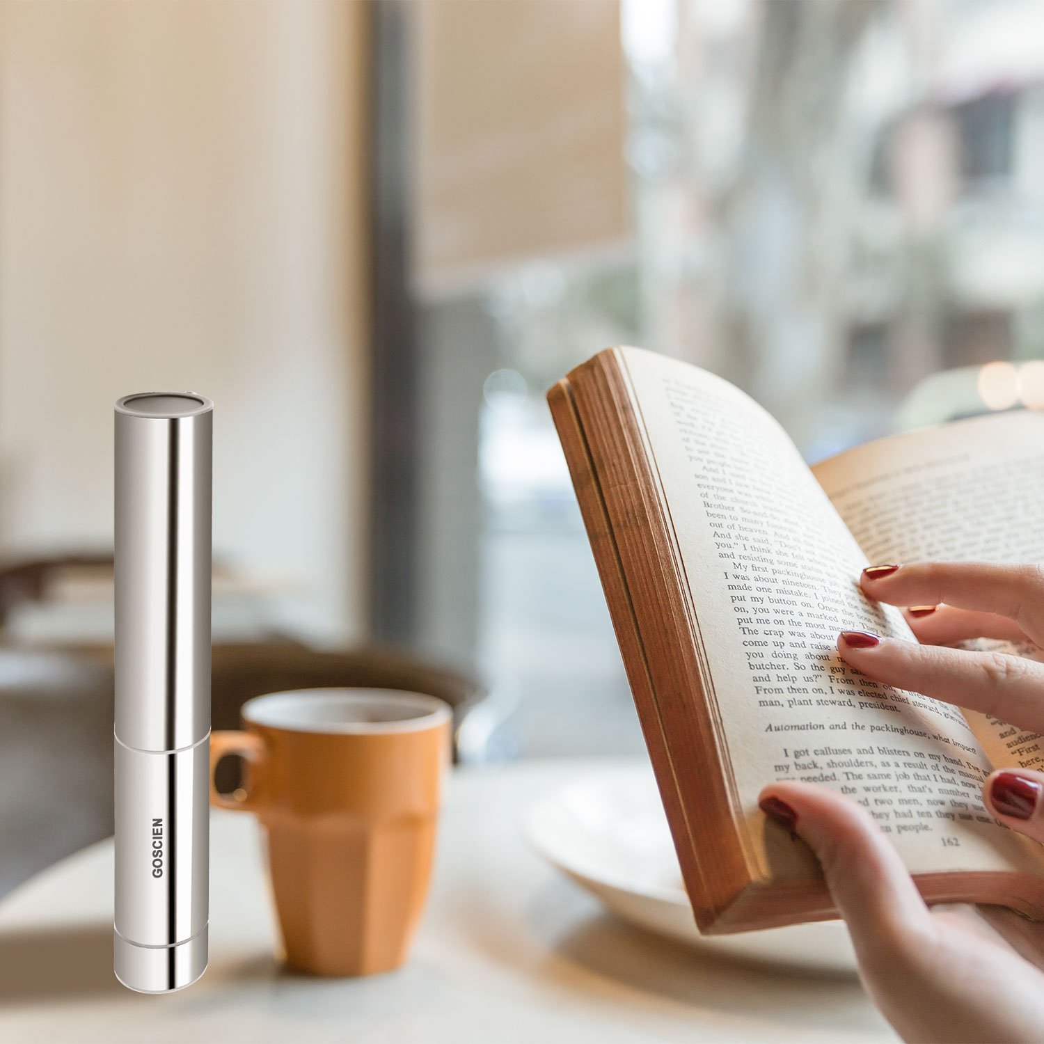 GOSCIEN Handheld Electric Milk Frother - Battery Operated Drink Mixer with 2 Stainless Steel Whisk & Storage Tube for Cappuccino, Latte, Bulletproof Coffee - Perfect for Home, Office & Coffee Shops