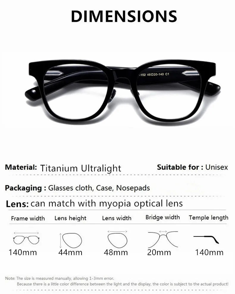Stylish Aimee Unisex Full Rim Square Titanium Acetate Eyeglasses Frame 14152 - Lightweight & Durable for Work, Reading & Everyday Wear