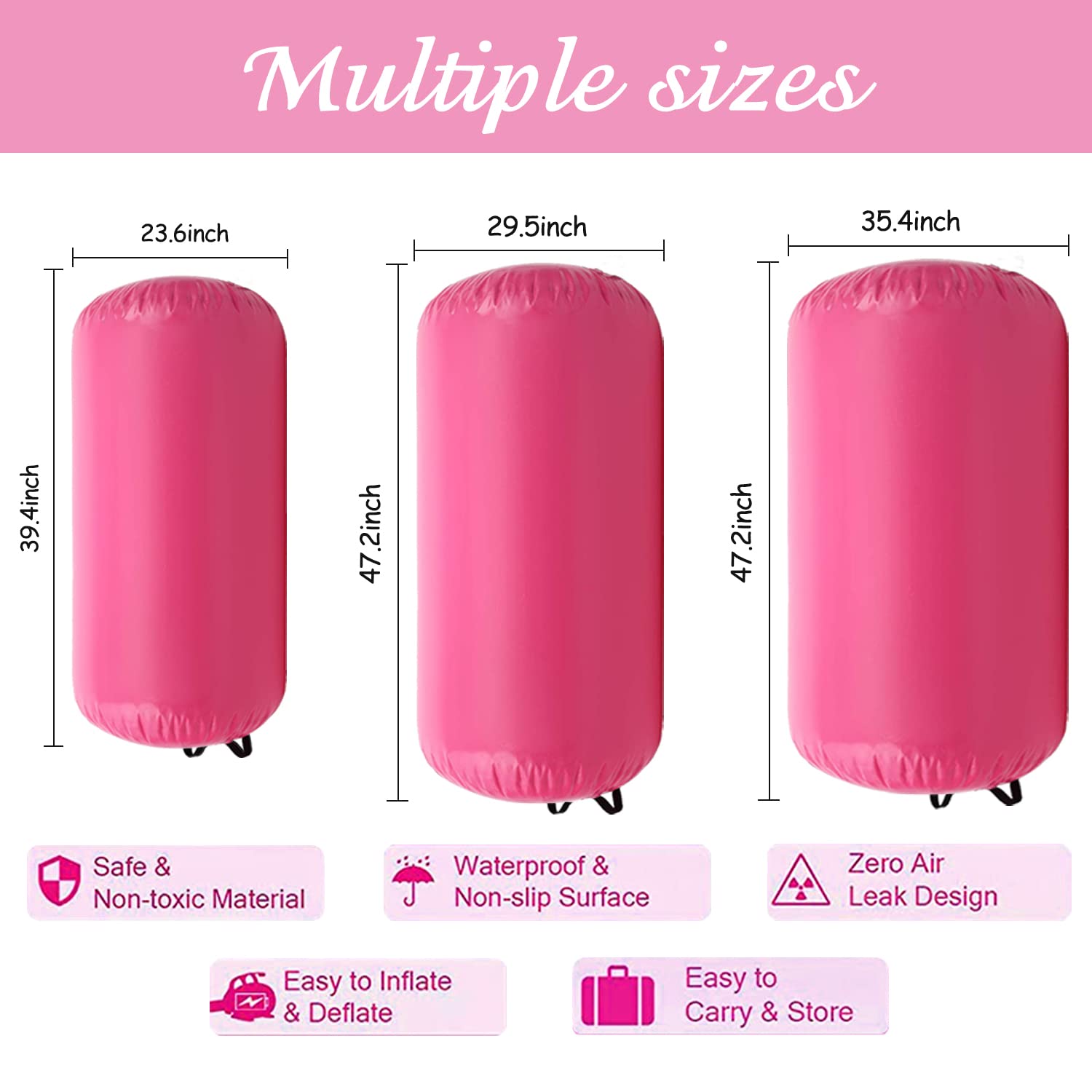 Inflatable Gymnastics Air Barrel Roller Mat - Back Handspring Training Equipment for Home & Gym Use | Tumbling Track, Yoga Balance, Cheerleading Practice with Electric Air Pump | Perfect for Kids & Adults Fitness Training
