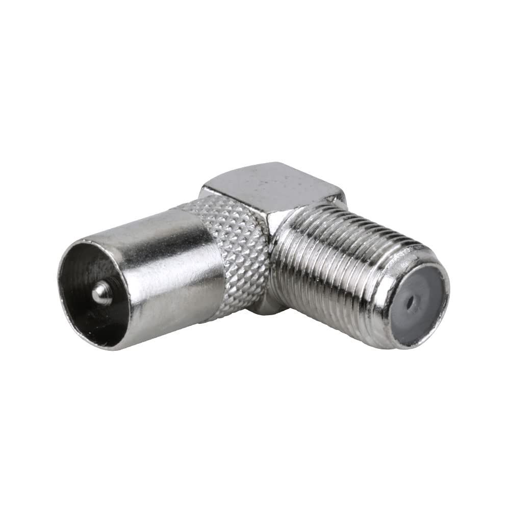 10 Pack F Female to PAL Male Right-Angle Adapters - Gold Plated Connectors for CCTV, Satellite TV & Antenna Installations - Secure & Durable RF Coaxial Cable Solution