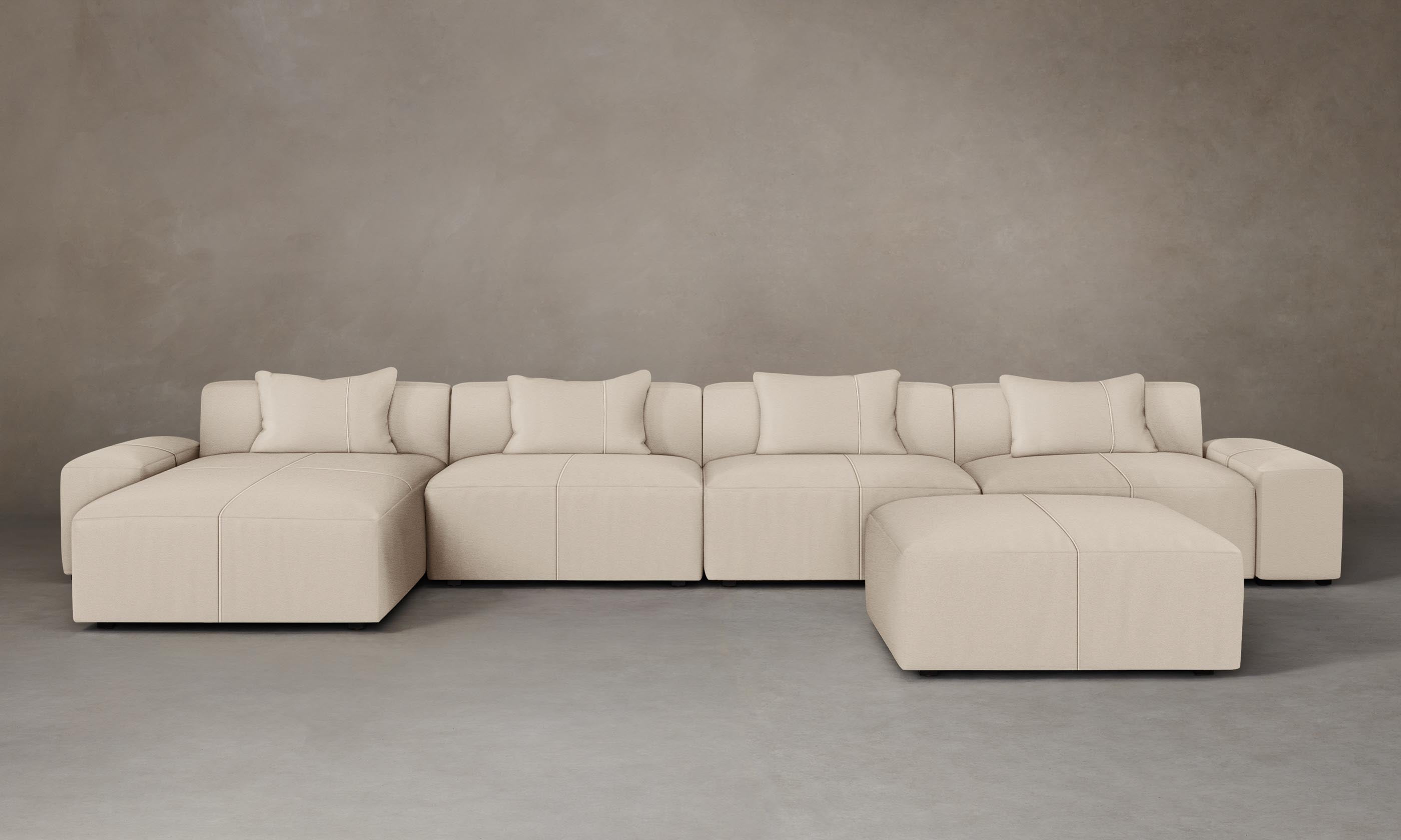 Breuer Modular Sectional Sofa - Genuine Pebbled Leather Upholstery in Stone Gray - Perfect for Living Room, Lounge & Home Theater Seating
