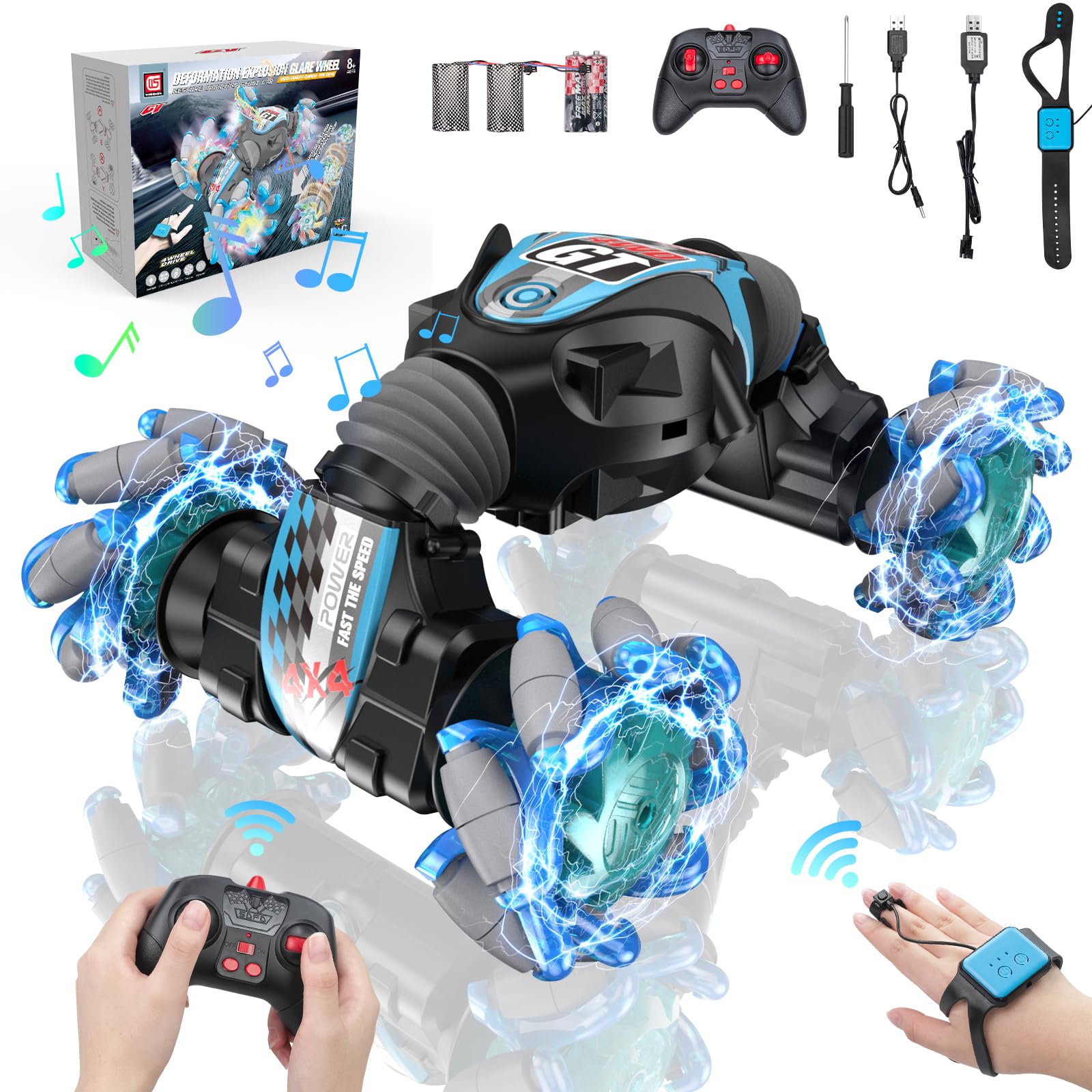 Gesture Sensing RC Stunt Car with Light & Music - Fun Toy Gift for Kids 5-15 for Birthday & Christmas Play