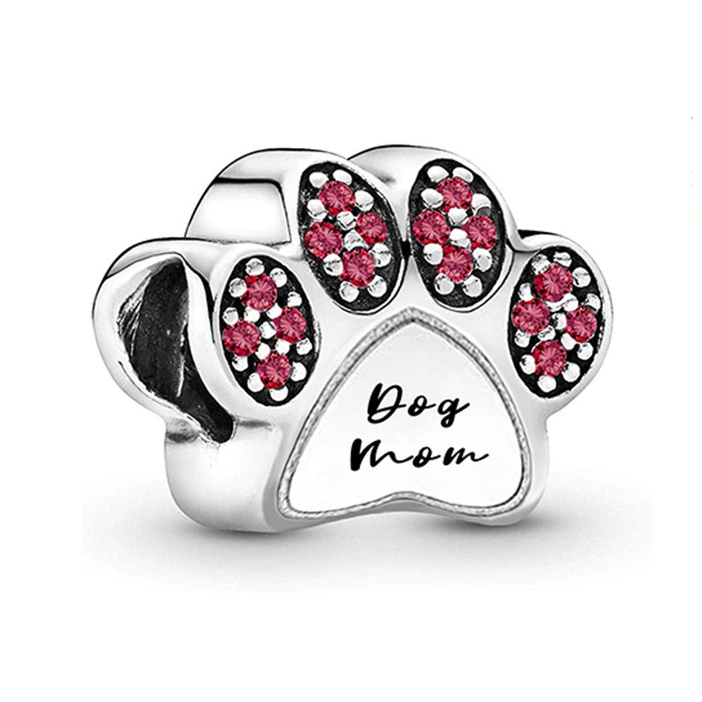 QueenCharms Pet Paw Birthstone Charm Beads for Bracelets - Dog Mom Jewelry Gift for Animal Lovers | Perfect for Custom Bracelets, Keychains & Pet Memorial Keepsakes