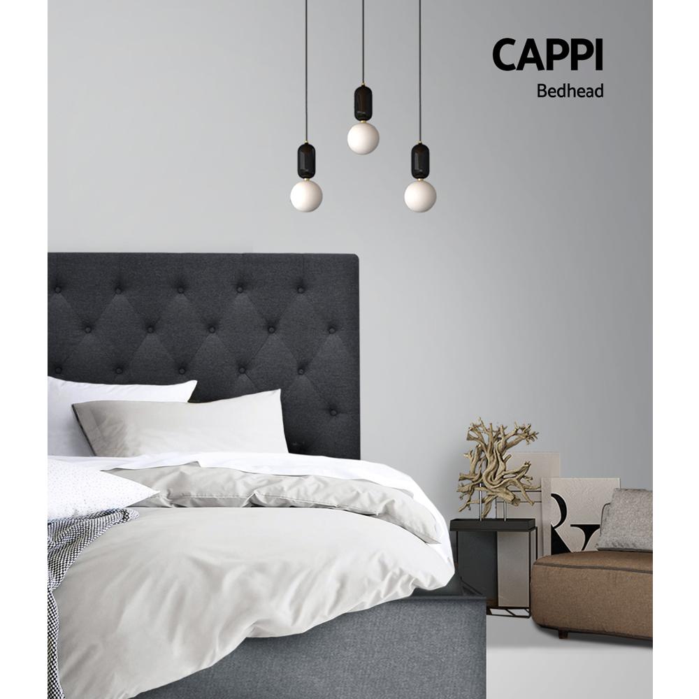 Double Size Cappi Bed Headboard - Charcoal Upholstered Fabric Headboard for Bedroom, Living Room & Guest Room