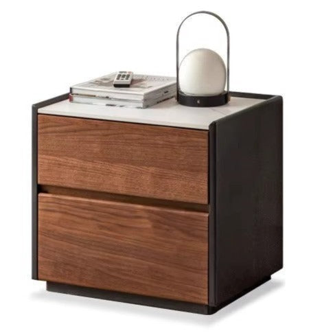 out of stock 21.2х15.7х18.8 inch / 54.5х40х48.2сm / Rich Dark Walnut color / Two-drawer slate side cabinet fish belly white