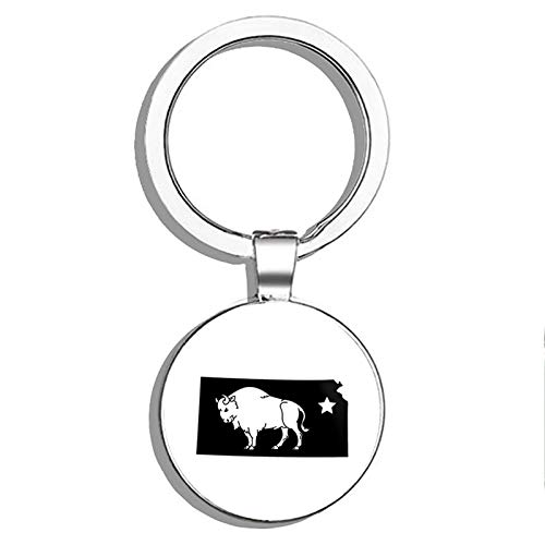 Kansas Buffalo Double-Sided Stainless Steel Keychain - Durable Key Ring Holder with Car Key Finder - Perfect for Key Organization and Easy Retrieval at Home, Office or Travel