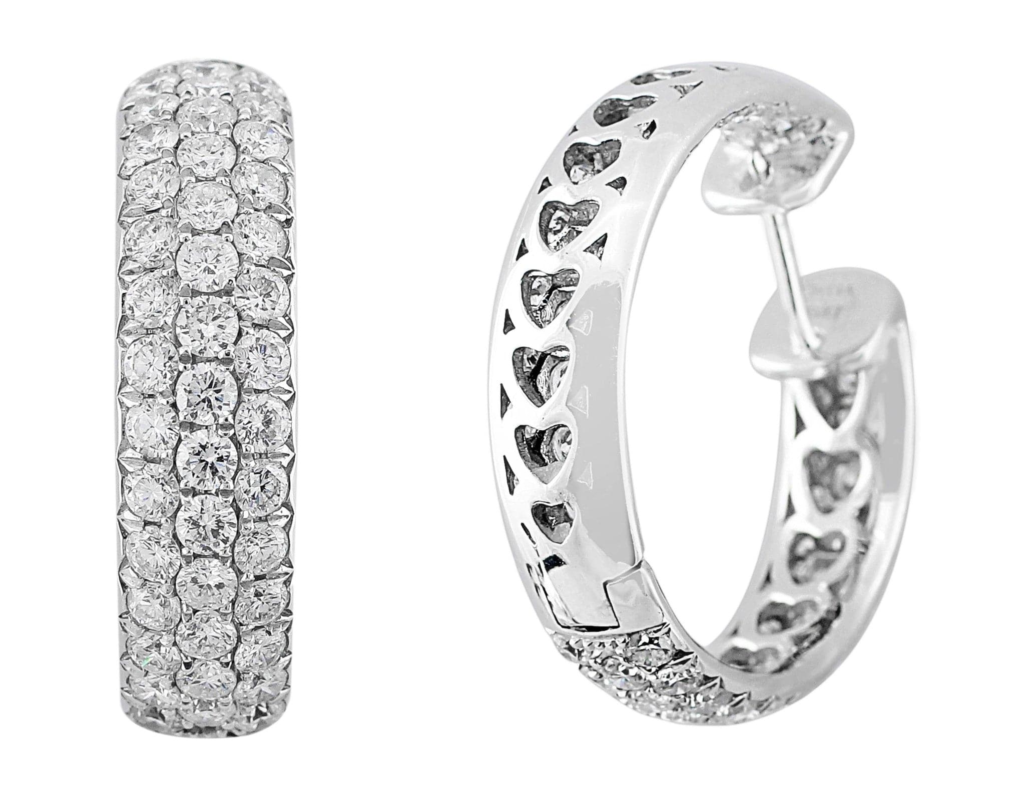 18K White Gold Pave Diamond Heart Hoop Earrings for Women - Elegant Valentine's Day Gift, Anniversary Jewelry & Romantic Date Night Accessories