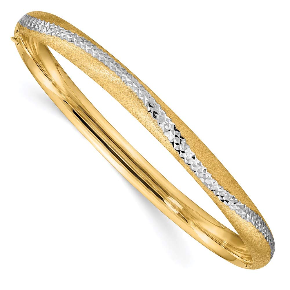 14K White Rhodium Plated Snake Pattern Hinged Bangle Bracelet - 7.5 Inch, 6mm Wide (Style DB663) | Elegant Jewelry for Women, Perfect for Parties, Weddings & Special Occasions