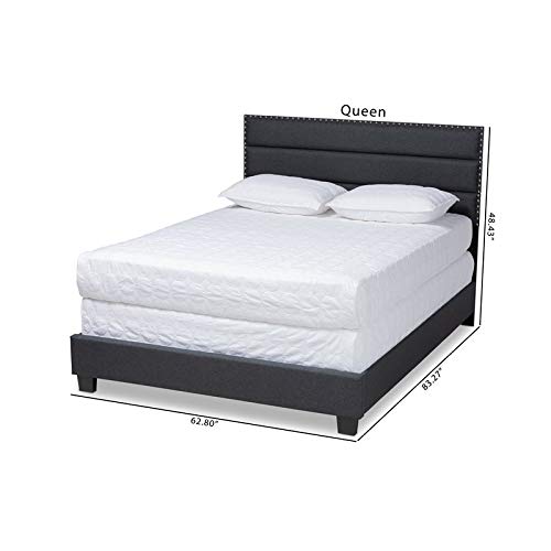BOWERY HILL Modern Fabric Upholstered Full Size Bed Frame with Headboard - Dark Gray Upholstered Bedroom Furniture for Master Bedroom & Guest Room