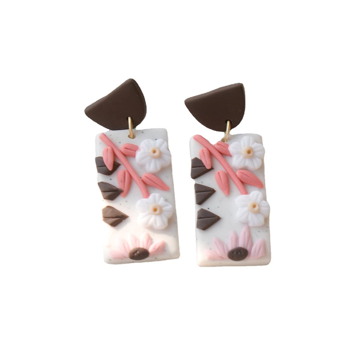 Vintage Boho Colorful Flower Earrings - Lightweight Handmade Ceramic Clay Geometric Drop Earrings for Women & Girls | Perfect for Summer Outfits, Beach Vacations & Boho Chic Style
