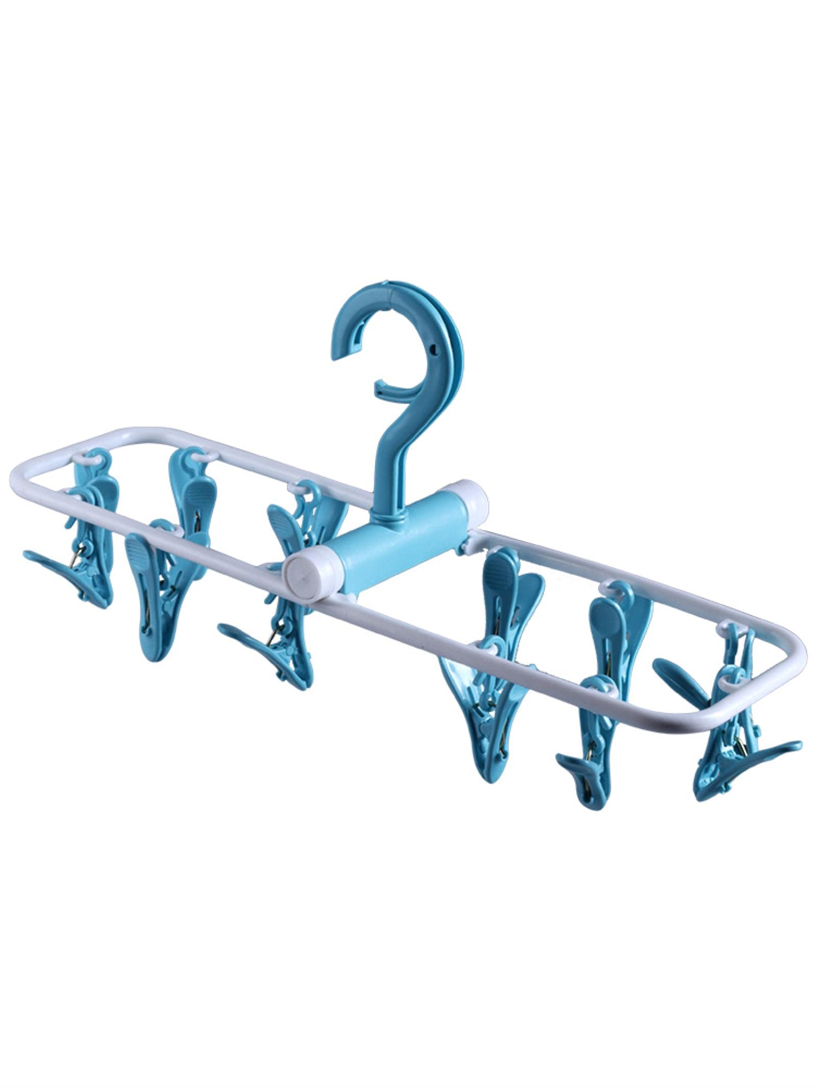 WGDC 12-Clip Multifunctional Windproof Plastic Clothes Hanger for Underwear, Socks & Garments - Heavy Duty Drying Rack for Laundry, Travel & Outdoor Use
