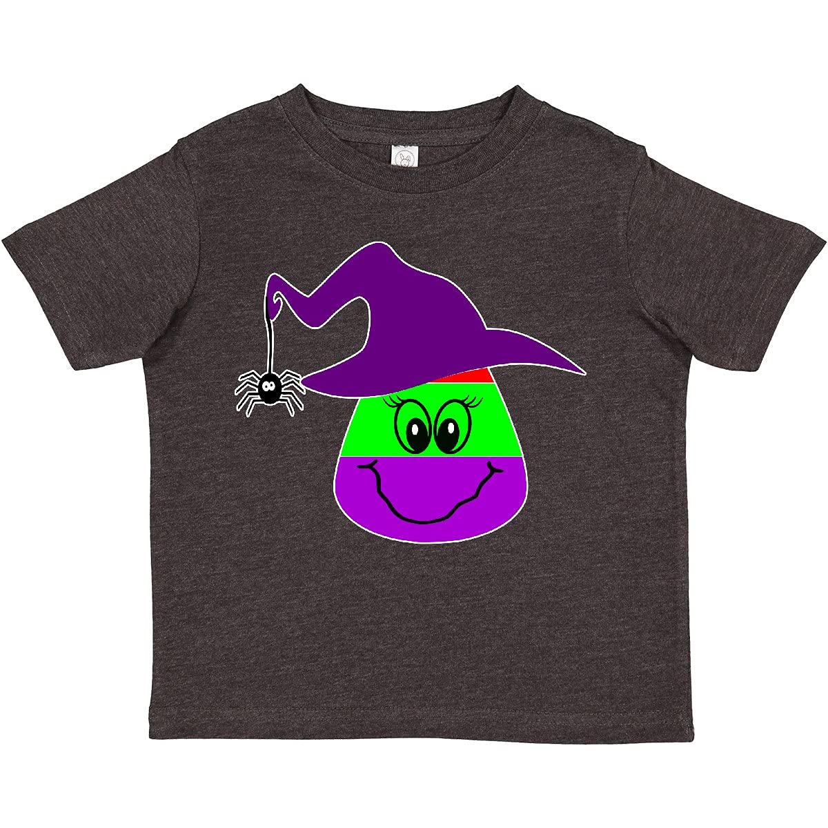 Inktastic Halloween Cute Candy Corn Witch and Spider Toddler T-Shirt - Fun Halloween Costume for Kids, Trick or Treat Outfit, Toddler Boy Girl Halloween Party Apparel