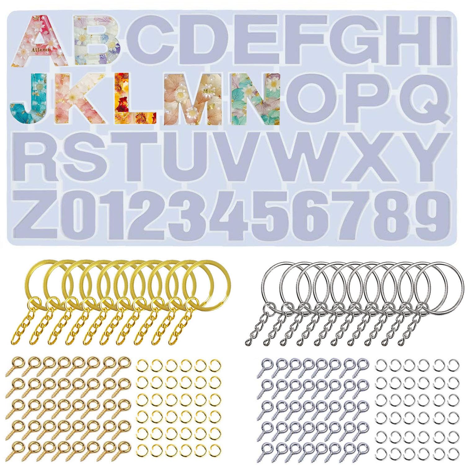 Alphabet Silicone Molds for Resin - A-Z Letter & Number Epoxy Casting Molds DIY Keychain Making Kit - Perfect for Jewelry, Crafts, and Home Decor Projects