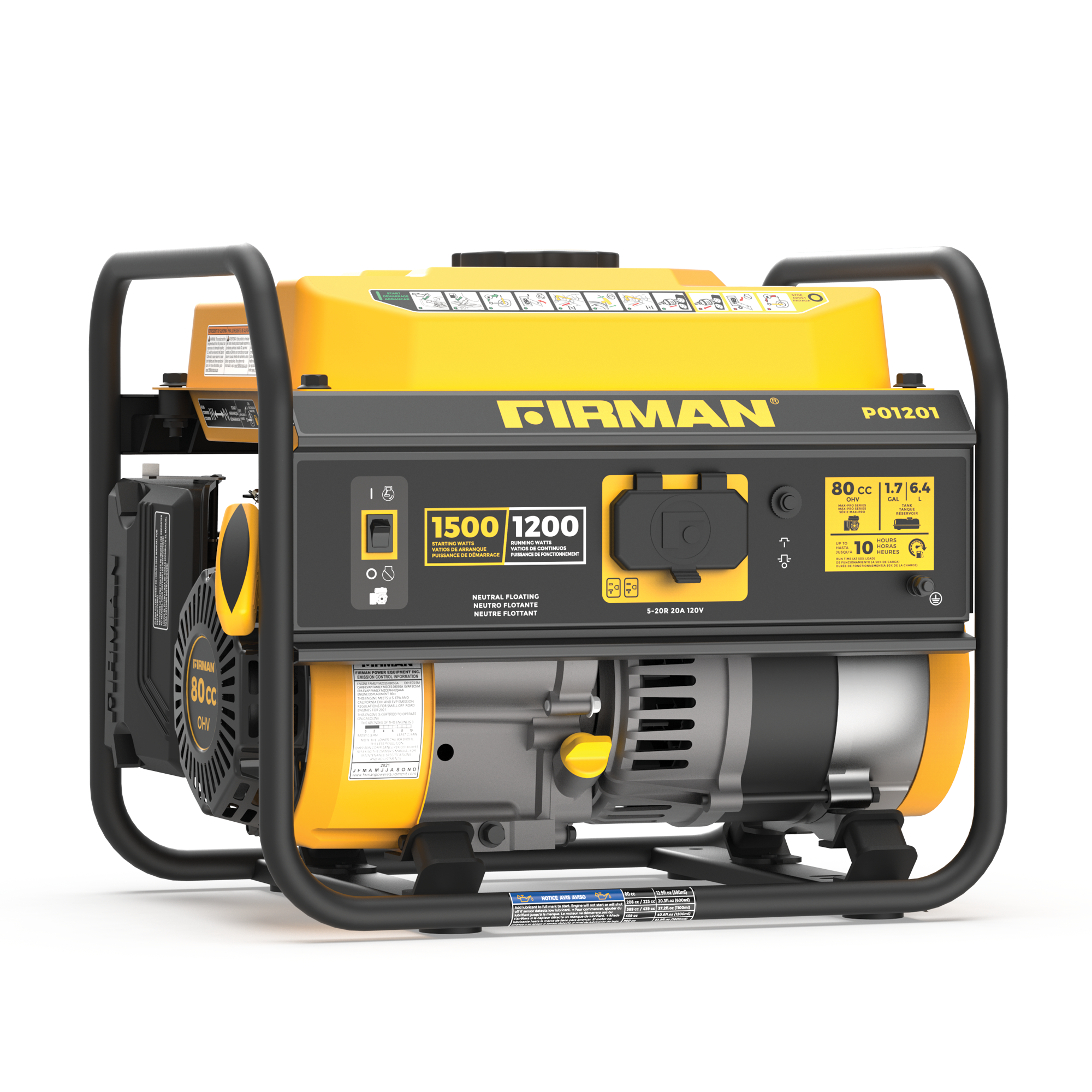 1500W Portable Gas Generator with Recoil Start - Reliable Power for Camping, Emergencies & Outdoor Activities