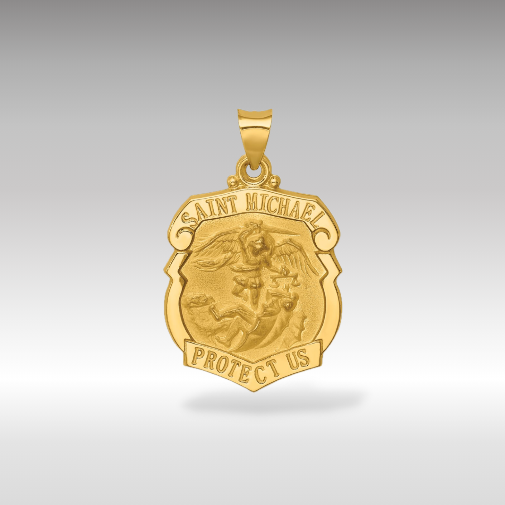 St. Michael Medal - Large Gold Hollow Pendant Necklace XR1306 for Protection & Faith - Perfect for Religious Gifts, Daily Wear & Spiritual Jewelry Collection