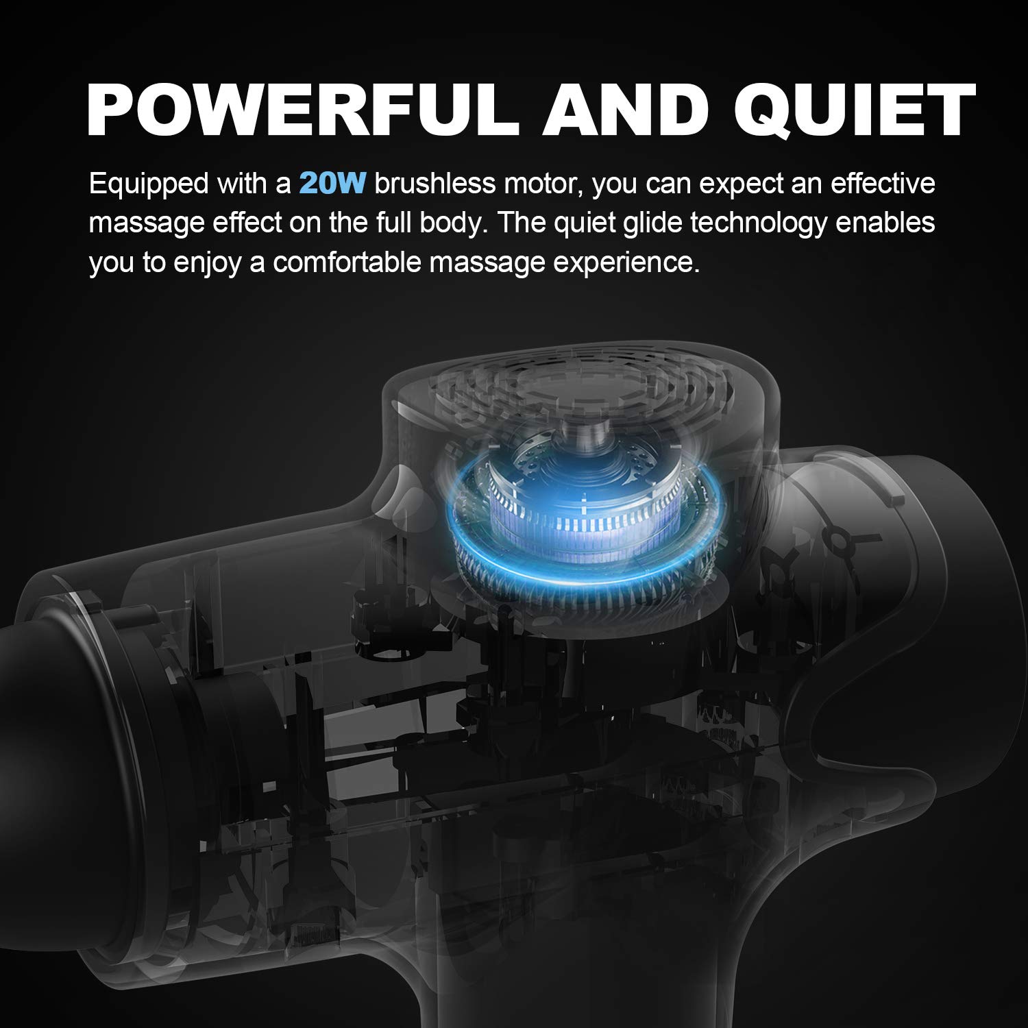 EM-12 Deep Tissue Percussion Massage Gun for Neck, Back & Muscle Pain Relief - Electric Handheld Massager for Athletes, Black/Blue - Perfect for Post-Workout Recovery & Home Relaxation