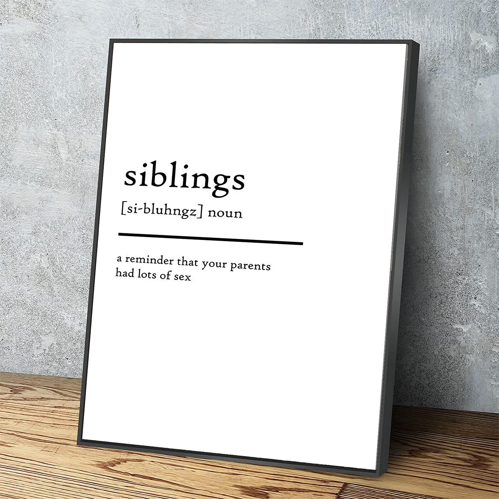 MUSAPILUX Siblings Definition Canvas Wall Art - Modern Black Metal Framed Print for Home, Office & Apartment Decor - Ready to Hang 12x8 Inch - Perfect Gift for Family & Friends, Ideal for Living Room, Bedroom or Nursery Wall Decoration