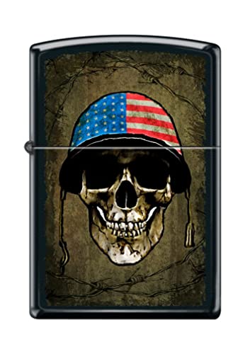 Skull With Helmet Soldier Black Matte Z5050