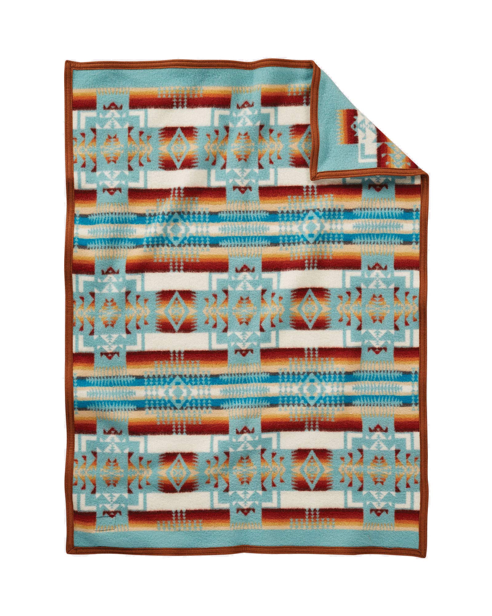 PENDLETON Chief Joseph Crib Blanket in Aqua - Soft Baby Blanket for Nursery, Stroller & Travel - Native American Inspired Design for Boys & Girls