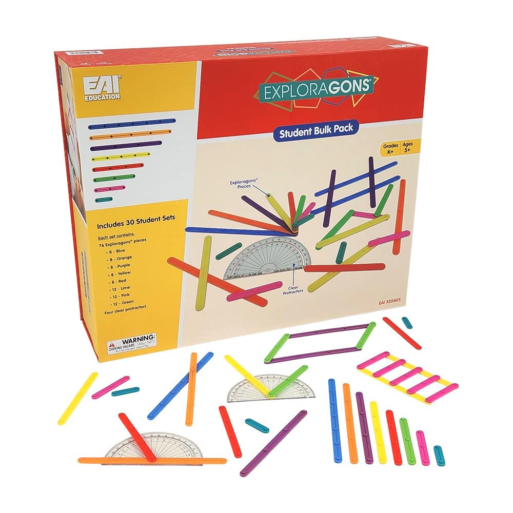 EAI Education Exploragons Student Bulk Pack - 30 Sets of Math Manipulatives for Geometry Learning | Classroom & Homeschool STEM Activities