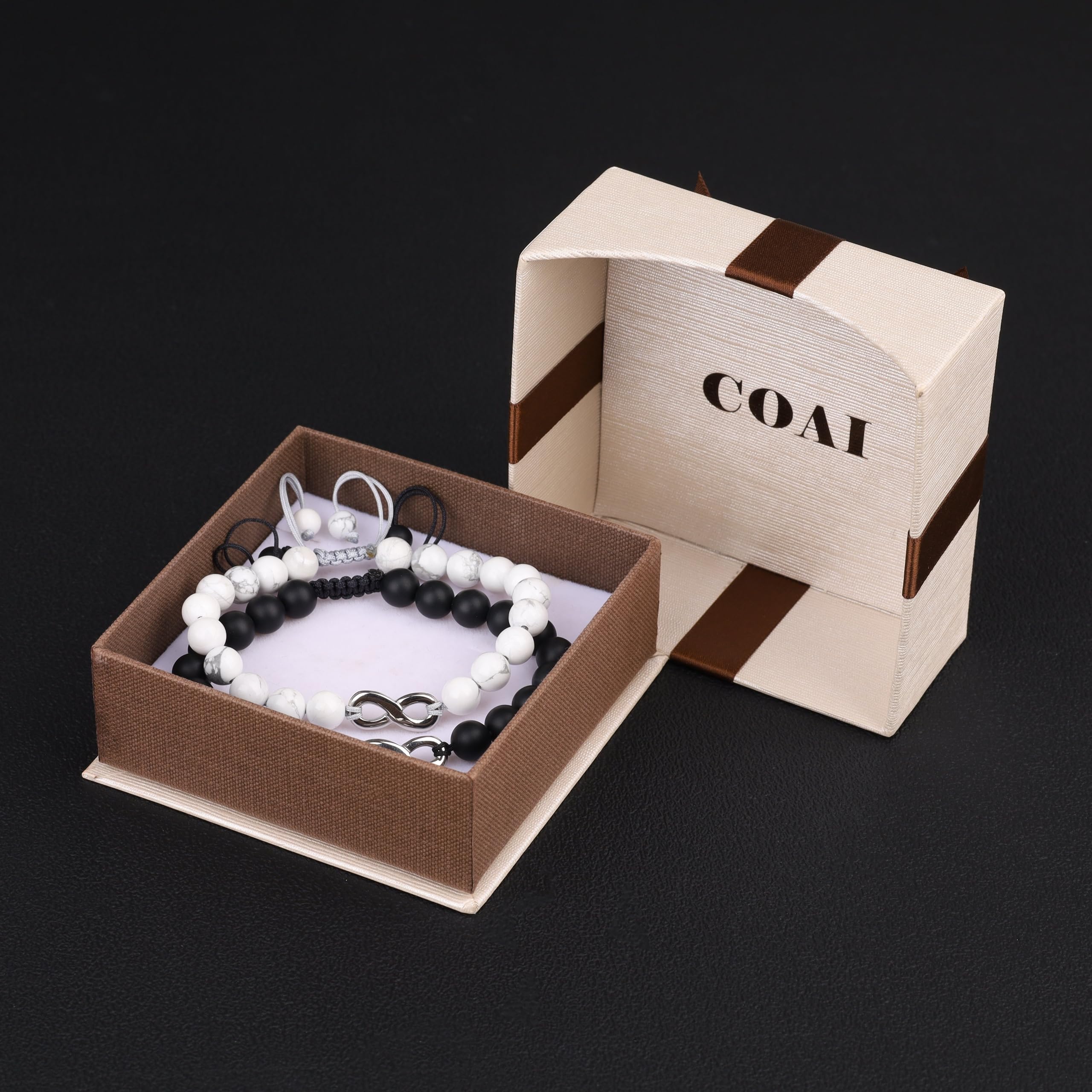 COAI Infinity His and Hers Matching Couples Bracelets - Romantic Stone Jewelry for Anniversaries, Valentines Day & Couple Gifts