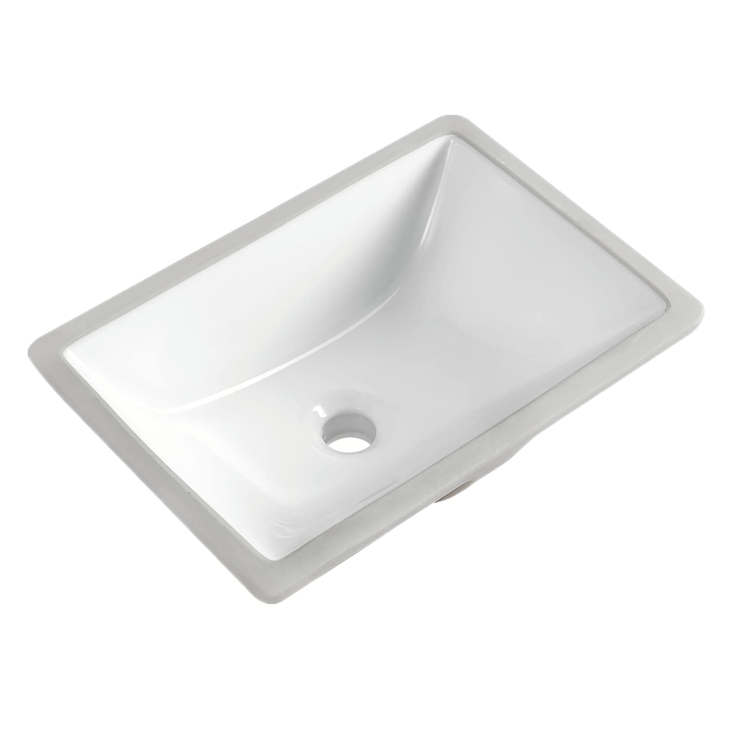 Premium Vitreous Ceramic Undermount Bathroom Sink - Durable Rectangle Vanity Sink for Restroom & Lavatory, Pure White (18.3
