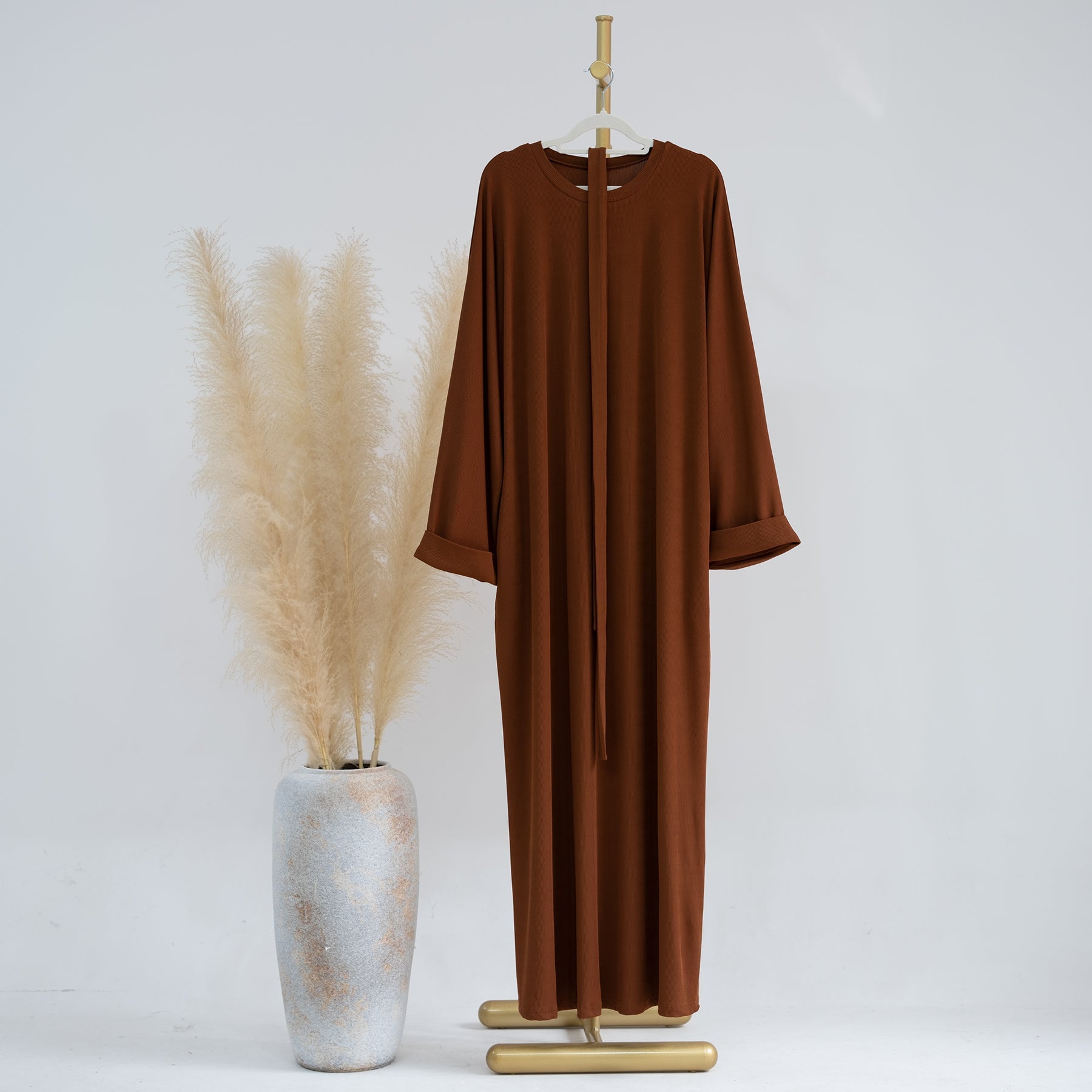 Long Sleeve Folded Cuff Sweater Dress in Ginger - Cozy Knit Pullover for Women | Perfect for Fall & Winter Outfits, Office Wear and Casual Dates