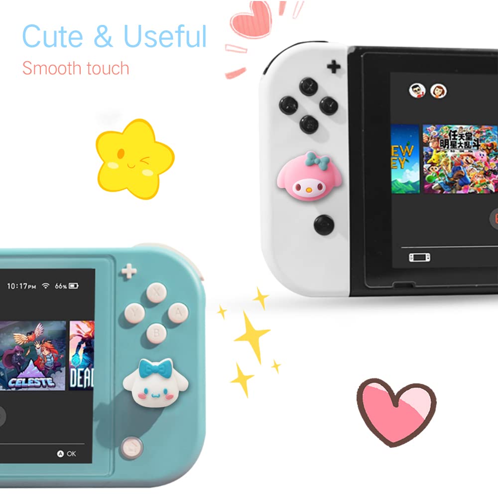 Cute Bunny Joystick Caps for Nintendo Switch Lite/OLED - 4 PCS Thumb Grips Cover for Joycon Controller Accessories - Soft Anti-Slip Analog Stick Buttons - Perfect for Gaming Comfort & Style Enhancement - Great Gift for Gamers