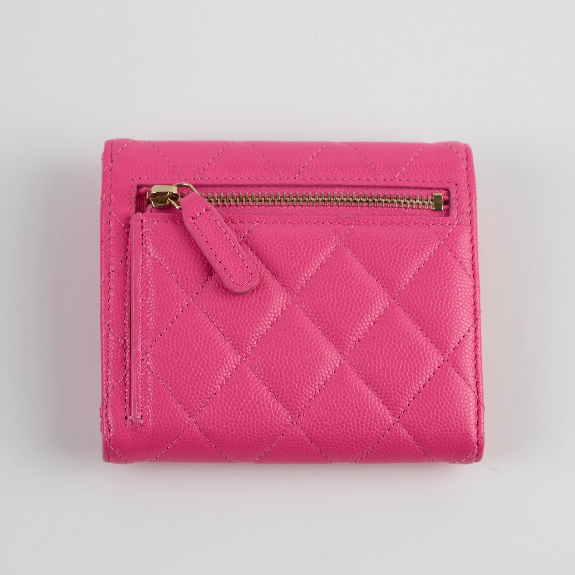 Chanel Quilted Caviar Leather Tri-Fold Wallet in Pink | Luxury Women's Wallet for Everyday Use & Special Occasions
