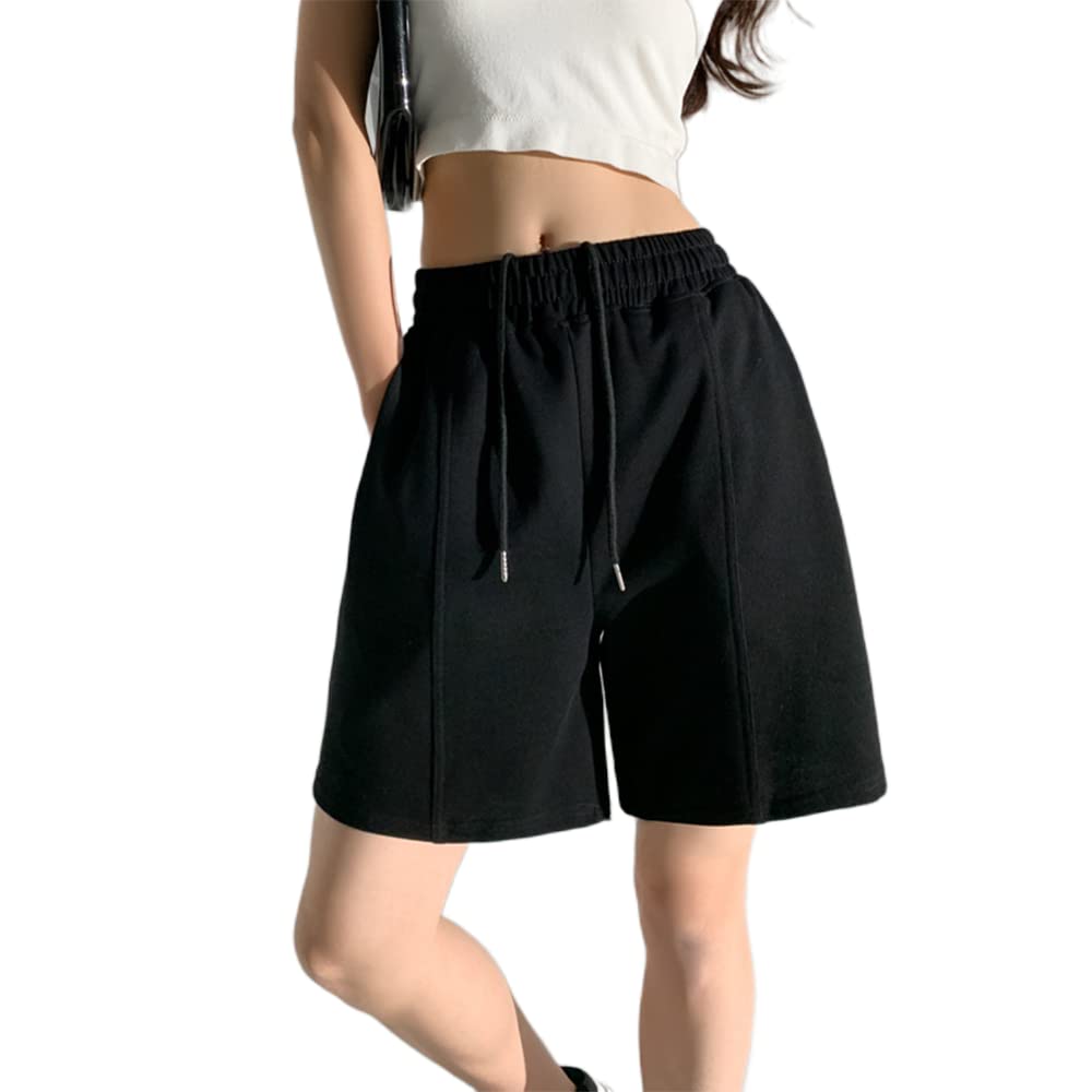 Trendy Summer Shorts for Women & Girls - High Waist Harajuku Baggy Y2K Pants, Preppy Clothes, Long Loose Fit Wide Leg Lounge Shorts - Perfect for Casual Wear, Street Style & Summer Outfits