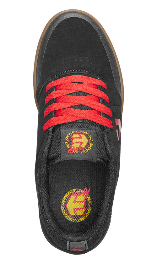 Etnies x Santa Cruz Marana Youth Skate Shoes for Boys & Girls - Black/Red/Gum Sole | High-Performance Skateboarding & Casual Streetwear Sneakers