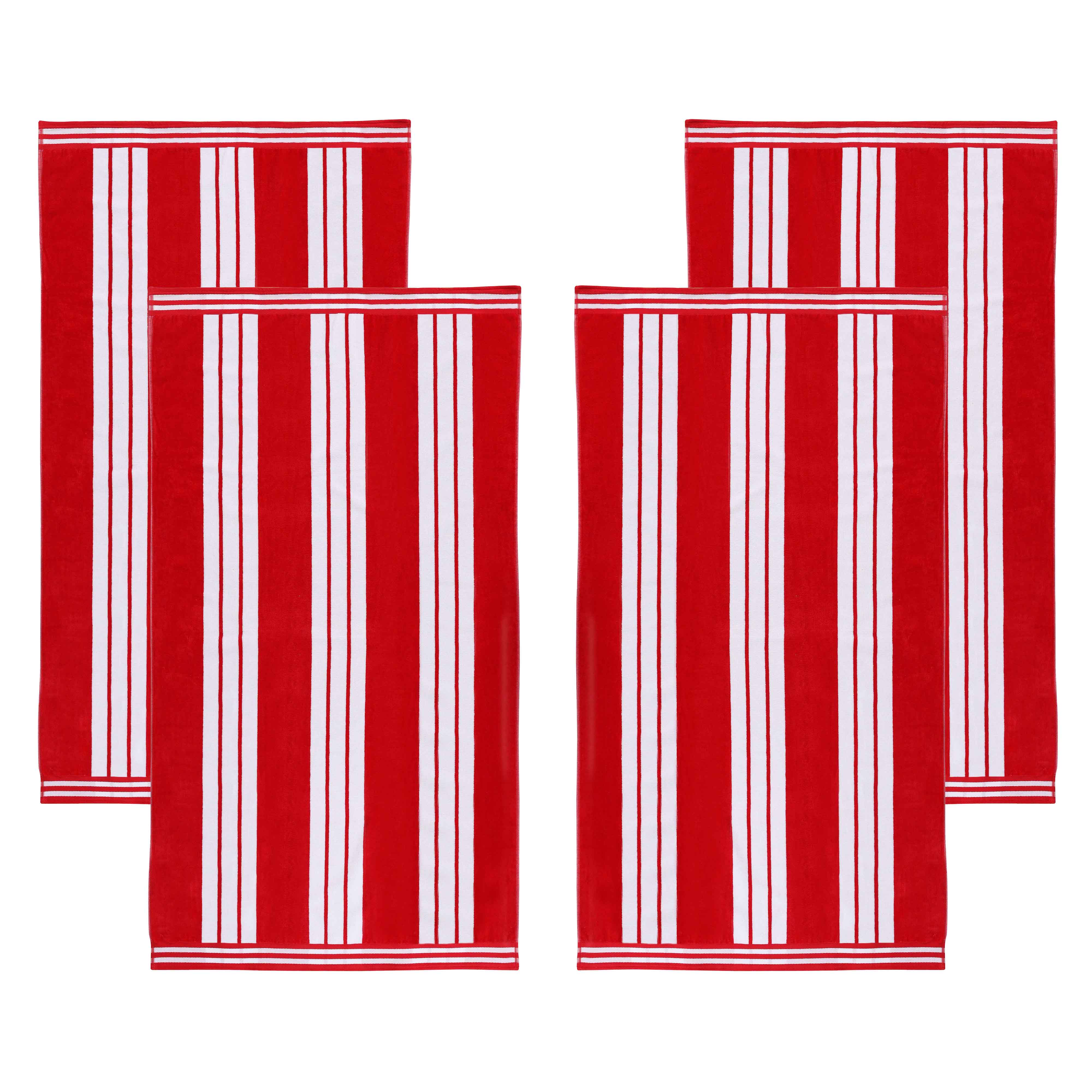 Premium Oversized Cabana Striped Cotton Beach Towel Set - 2, 4, or 6 Pack - Soft Quick-Dry Bath Towels for Pool, Beach, Vacation & Spa Days