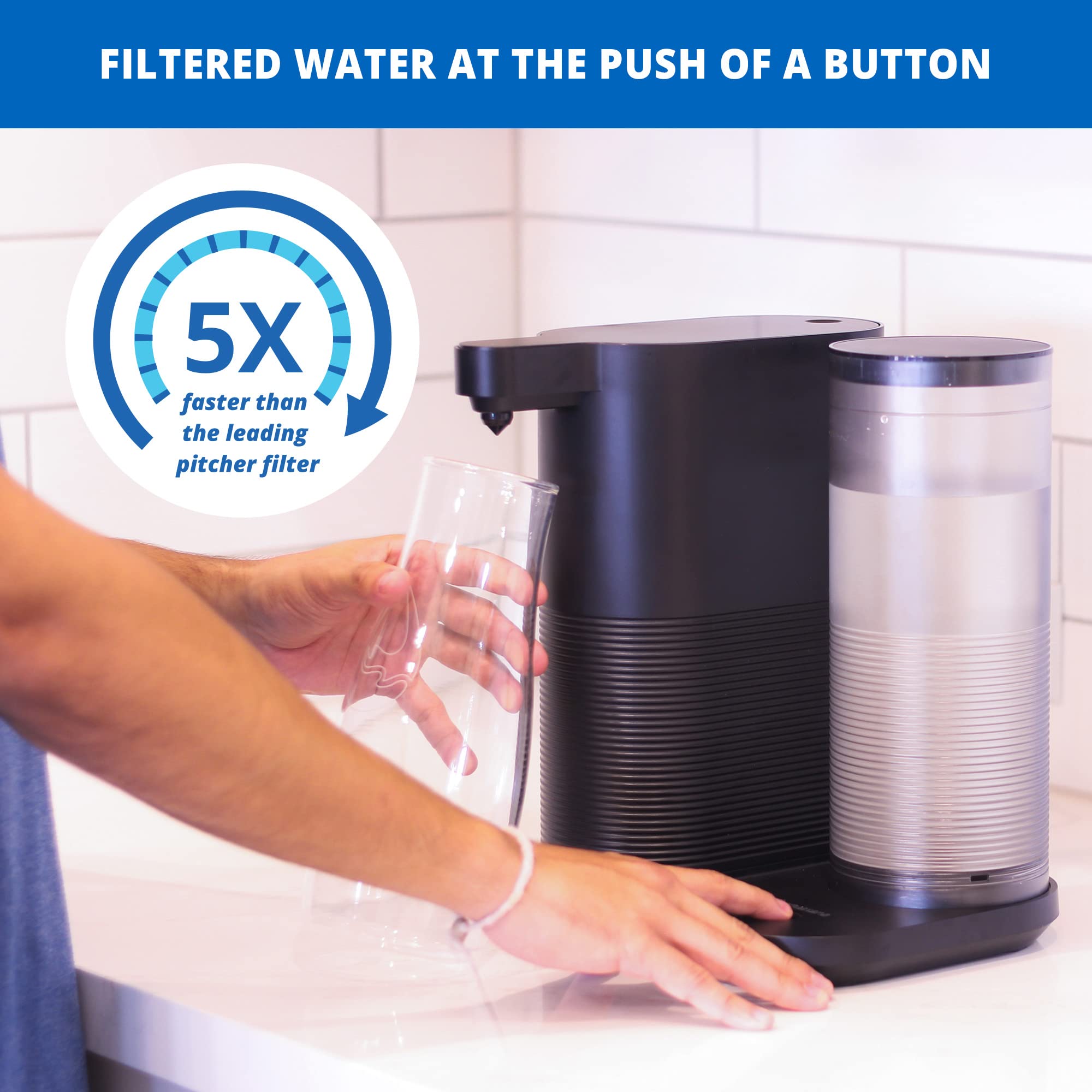 Aquasana Countertop Water Filter System - Removes 97% Chlorine & Impurities from Tap Water | Compact Kitchen Water Filtration & Dispenser | Perfect for Home, Office & RV Use | Clean Drinking Water Solution
